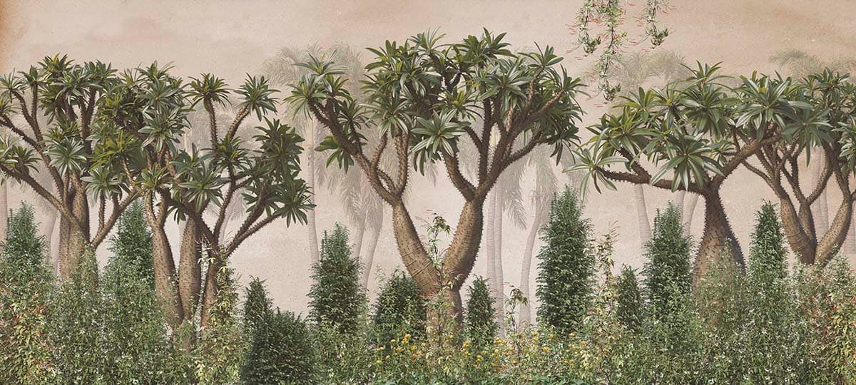 Lush Green Trees and Bushes Nature Landscape Wallpaper pattern detail