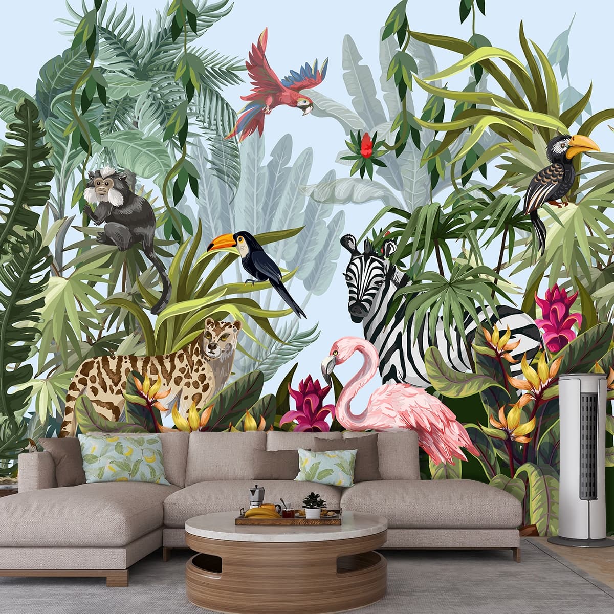 Beautiful Animals Wallpaper for Home shown in a room