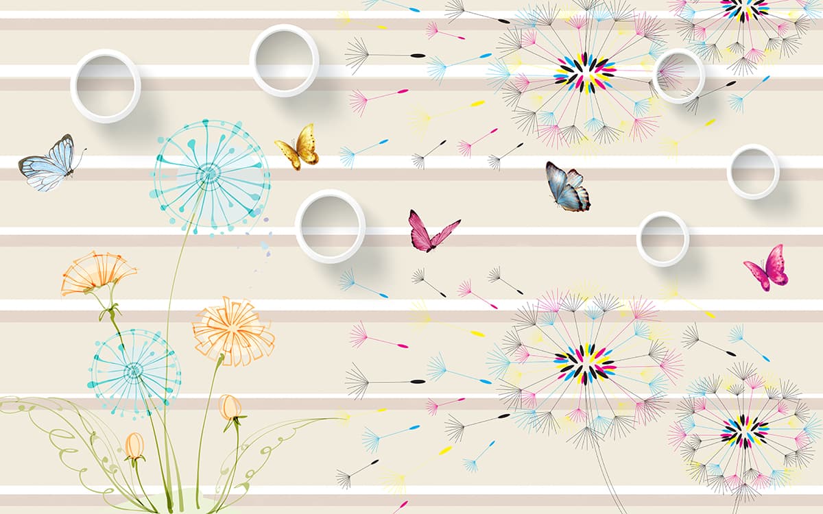 Premium 3D Dandelion Bloom Designer Wallpaper pattern detail