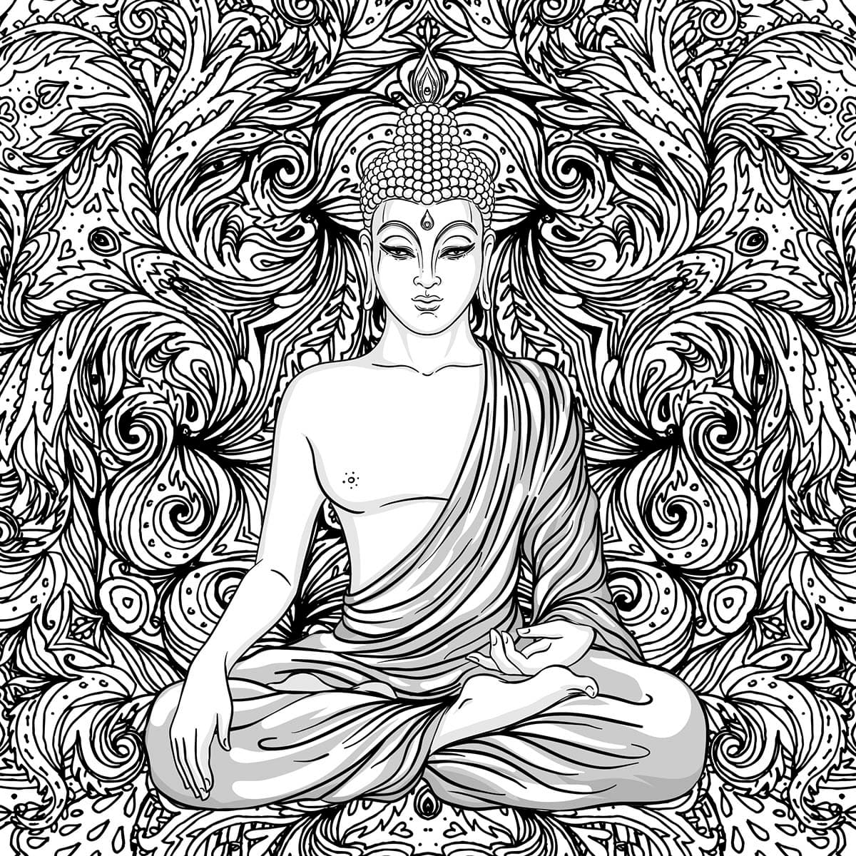 Black and White Buddha Wallpaper pattern detail