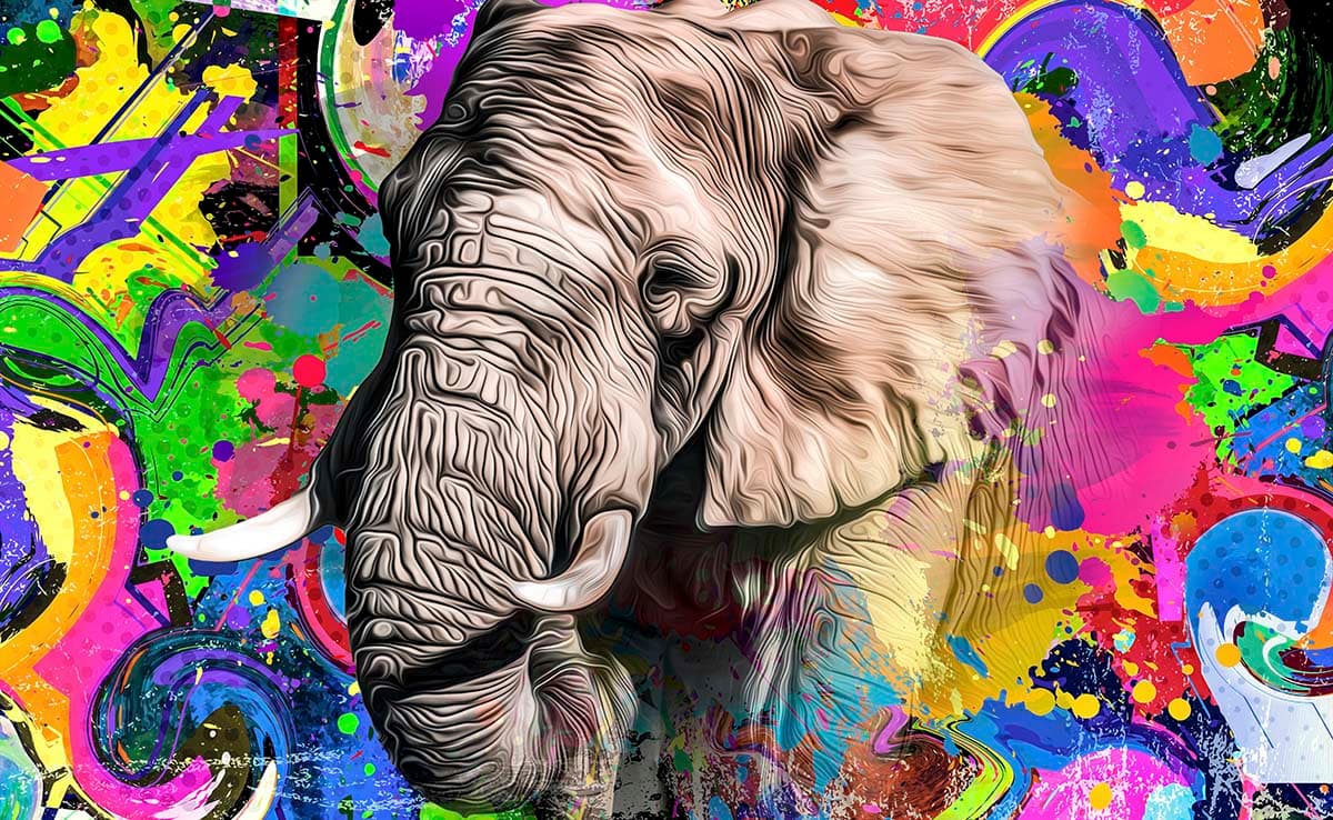 Aesthetic Elephant Vibrant Background Design Wallpaper pattern detail