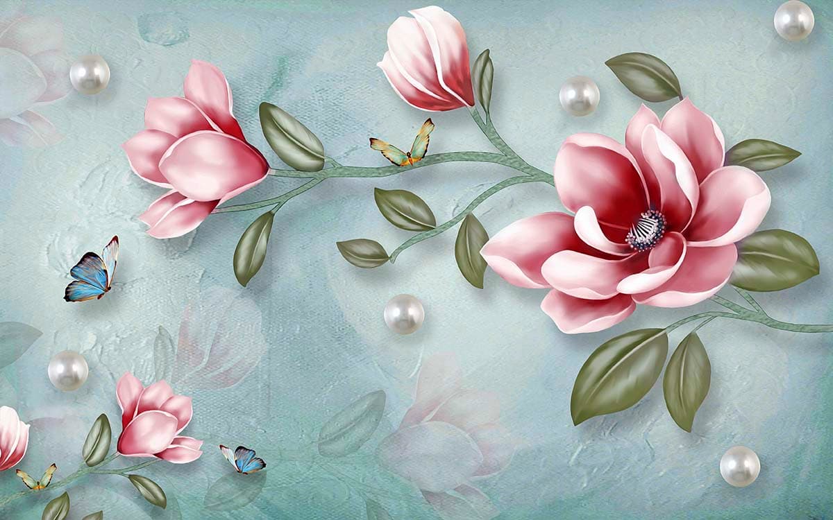 Aesthetic Floral Pearl Pattern for Stylish Home Wallpaper pattern detail