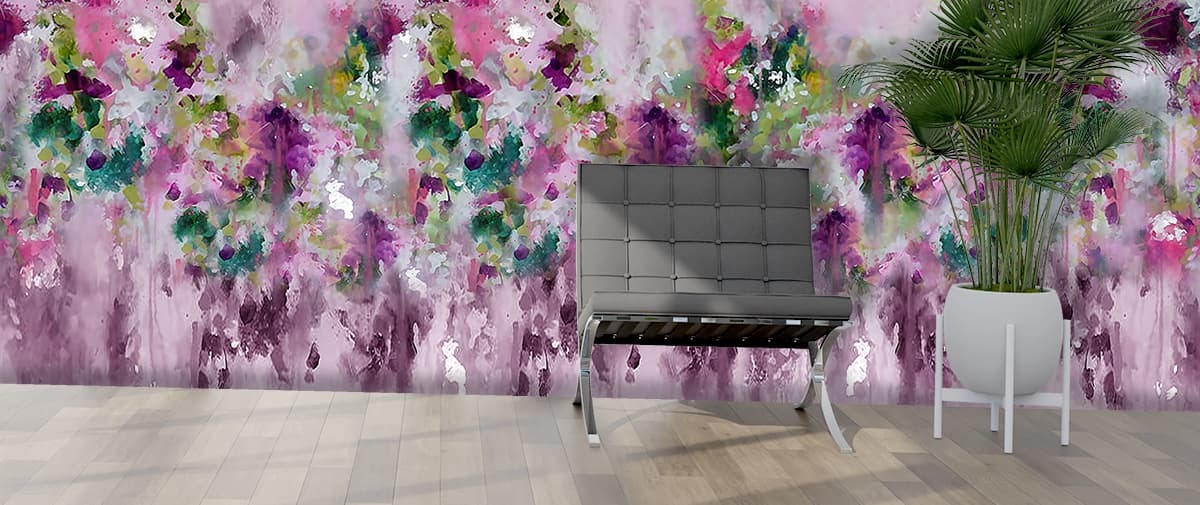 A Painting of Flowers on a White Surface shown in a room