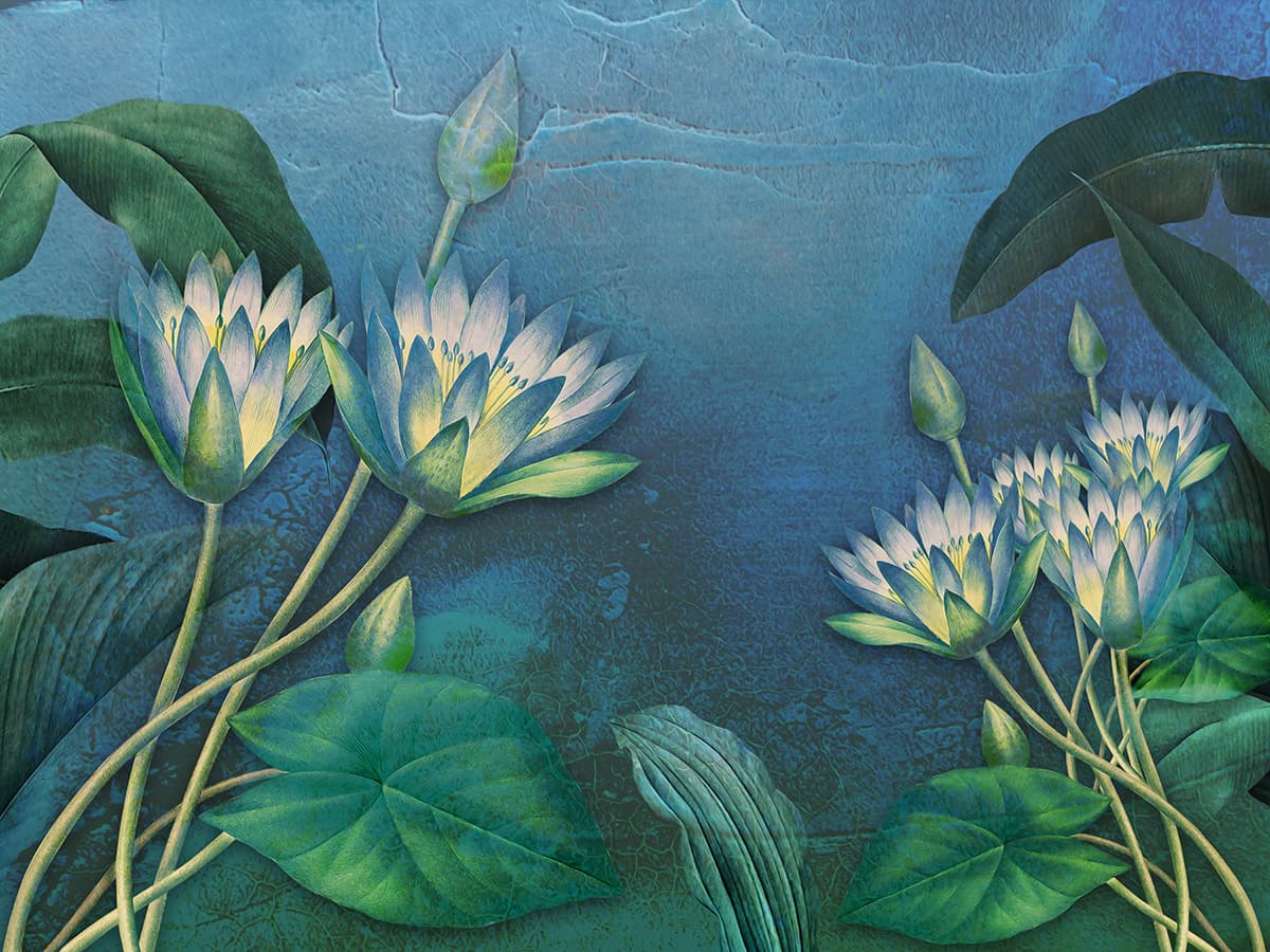 Lotus Zen Oasis Wall Mural Design Wallpaper pattern detail