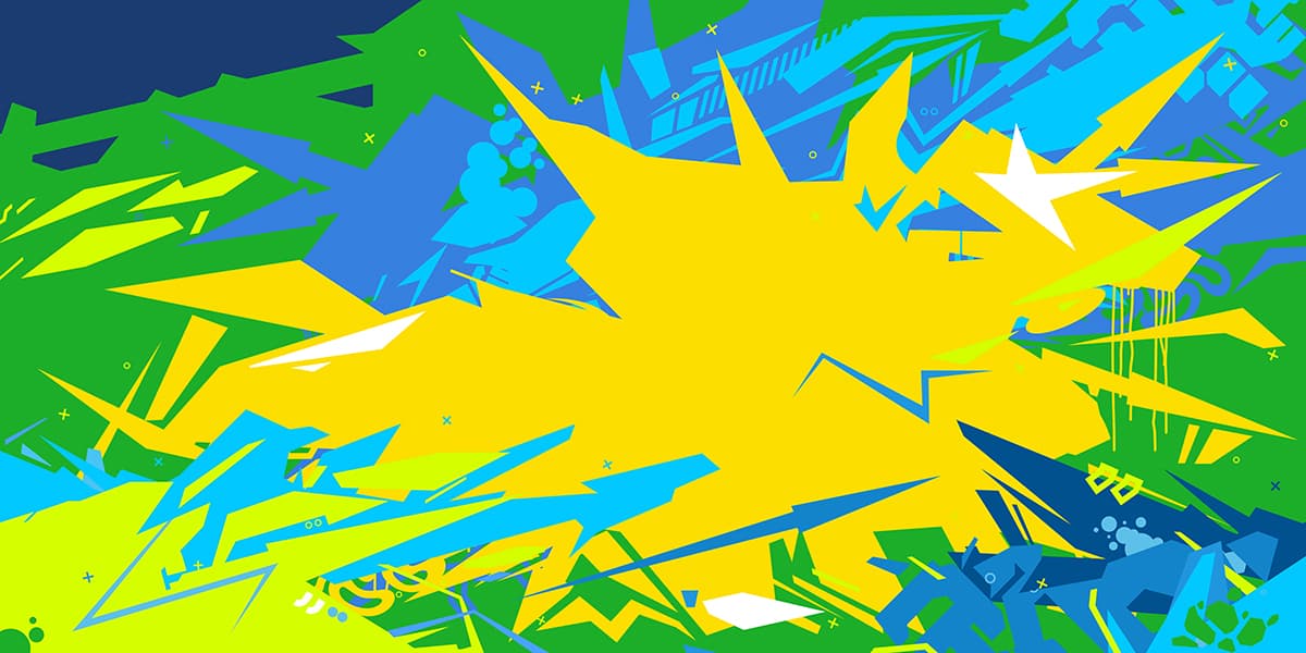 Vibrant Yellow Blue Splash Art Design Wallpaper pattern detail