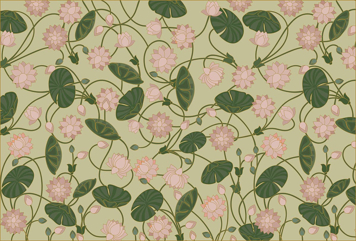 Beautiful Lotus Blooms Wallpaper Mural pattern detail