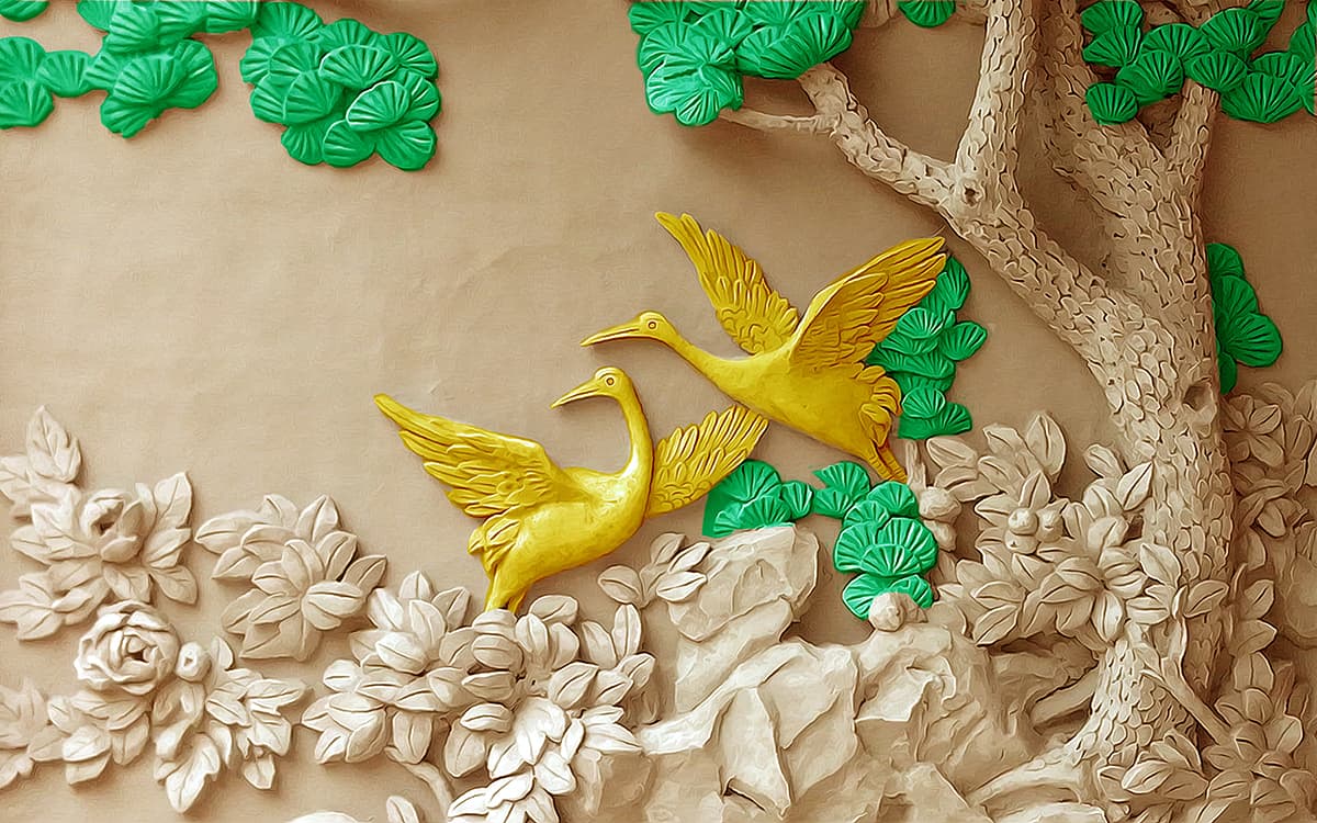 Nature Birds & Flowers Home Decor wallpaper pattern detail