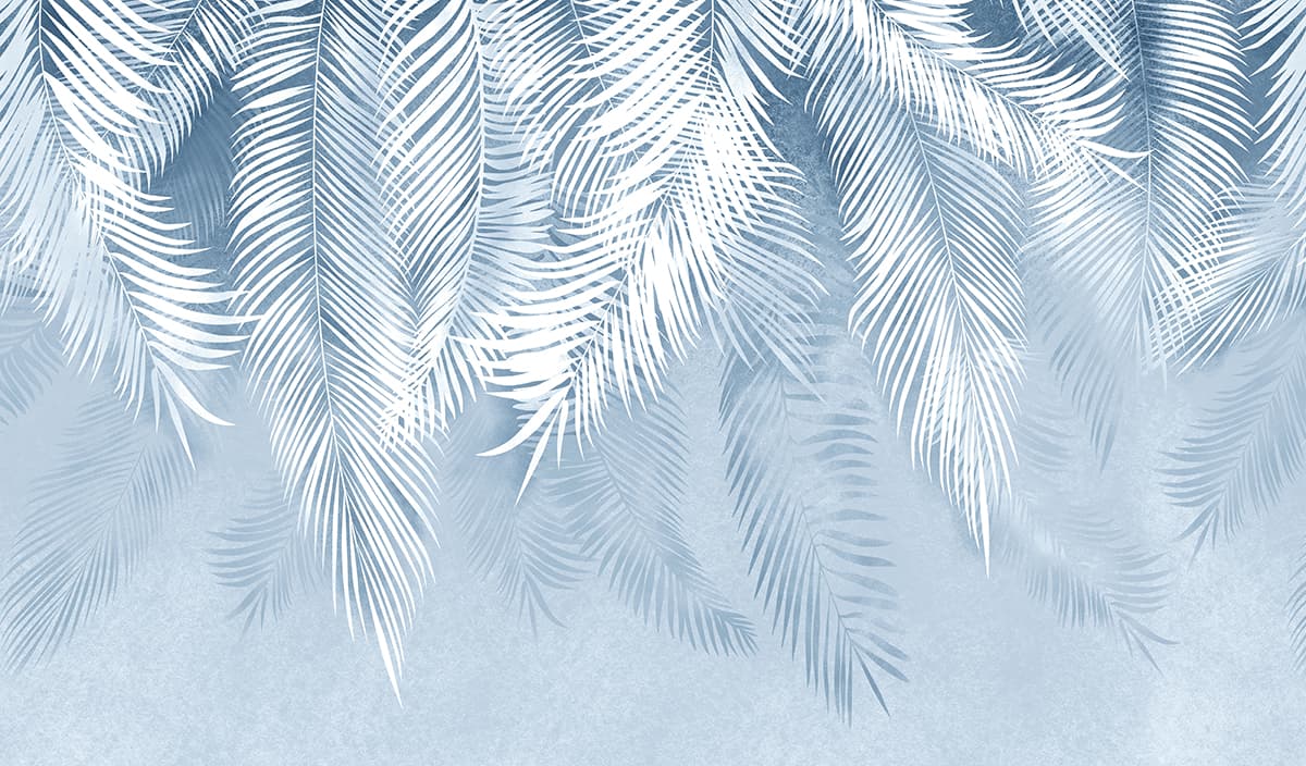 Minimal White Leaf Pattern Blue Aesthetic Wallpaper pattern detail
