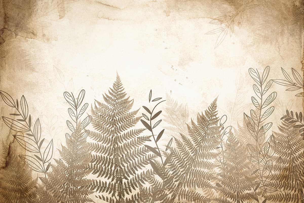 Fern Leaves and Branches Botanical Design wallpaper pattern detail