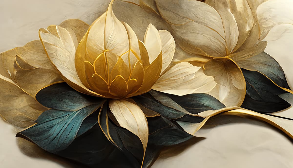 A gold and black flower pattern detail