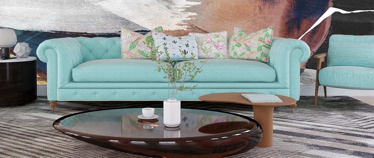 Vibrant Modern Art Abstract Canvas Scene Wallpaper shown in a room