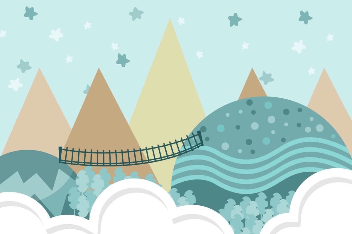 Beautiful Bridge Over Cloudy Mountains Wallpaper pattern detail