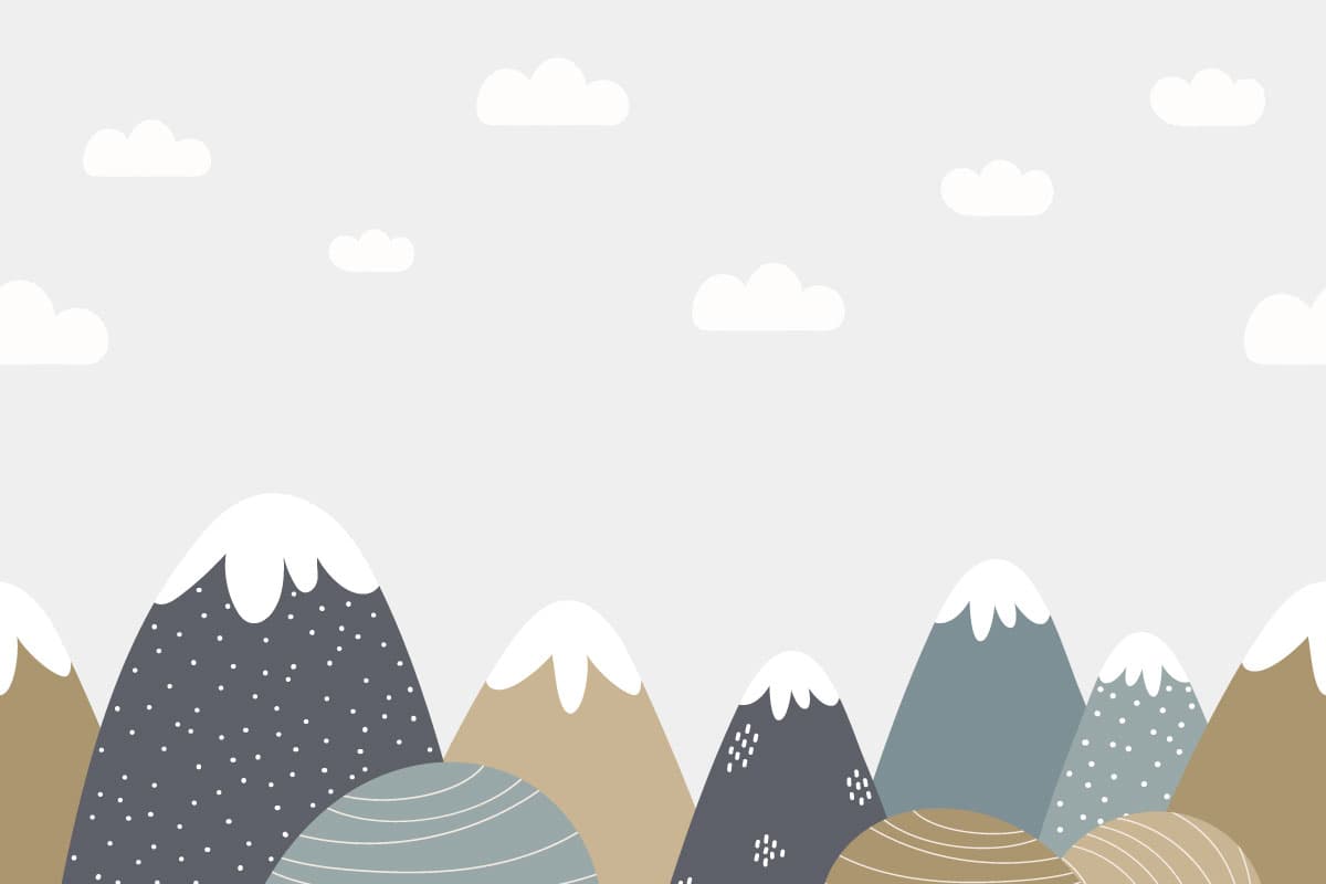 Cartoon Snowy Mountains Landscape Design wallpaper pattern detail