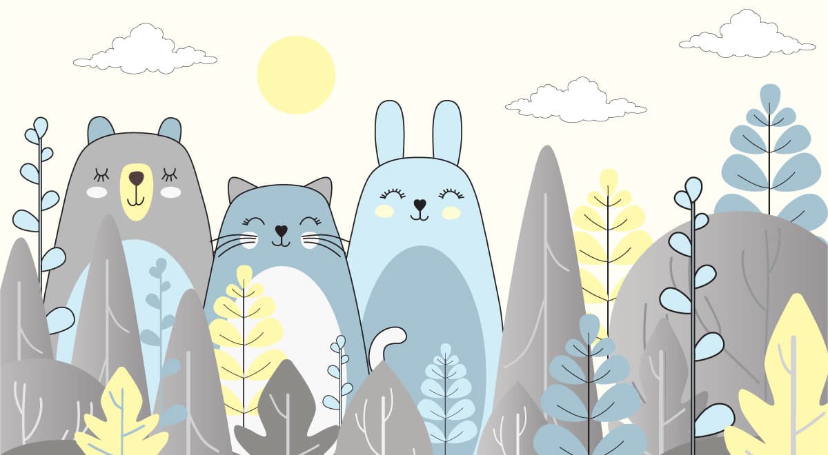 Kids Room Wallpaper, Cute Cartoon pattern detail
