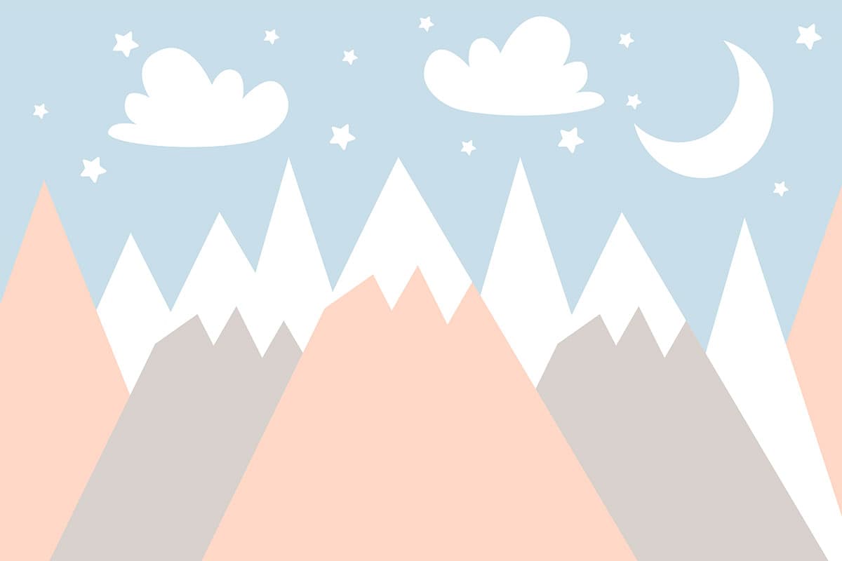 Starry Mountain Range with Clouds Scenic Wallpaper pattern detail