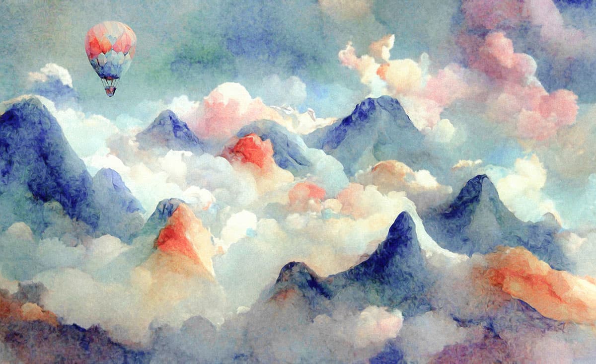 Elegant Balloon Sky Scene for Modern Interiors Wallpaper pattern detail