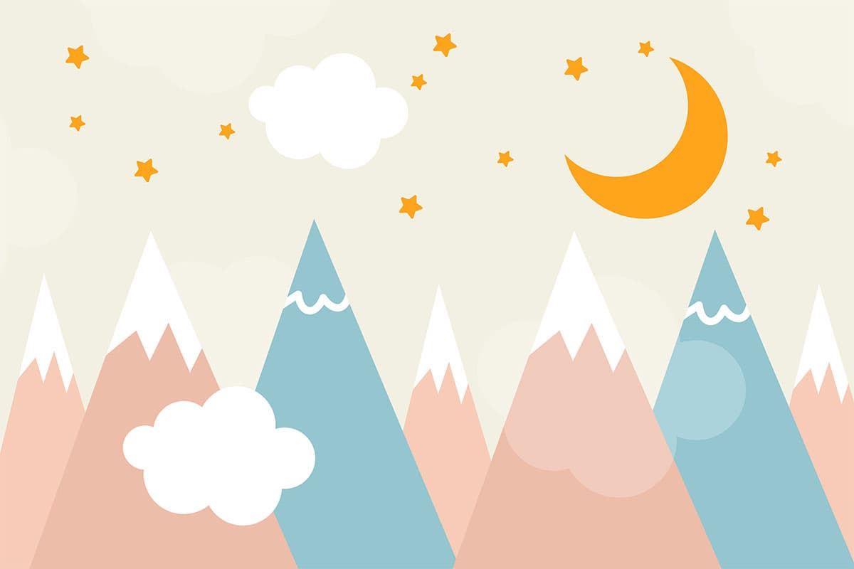 Fantasy Moon Clouds Mountain View Wallpaper pattern detail
