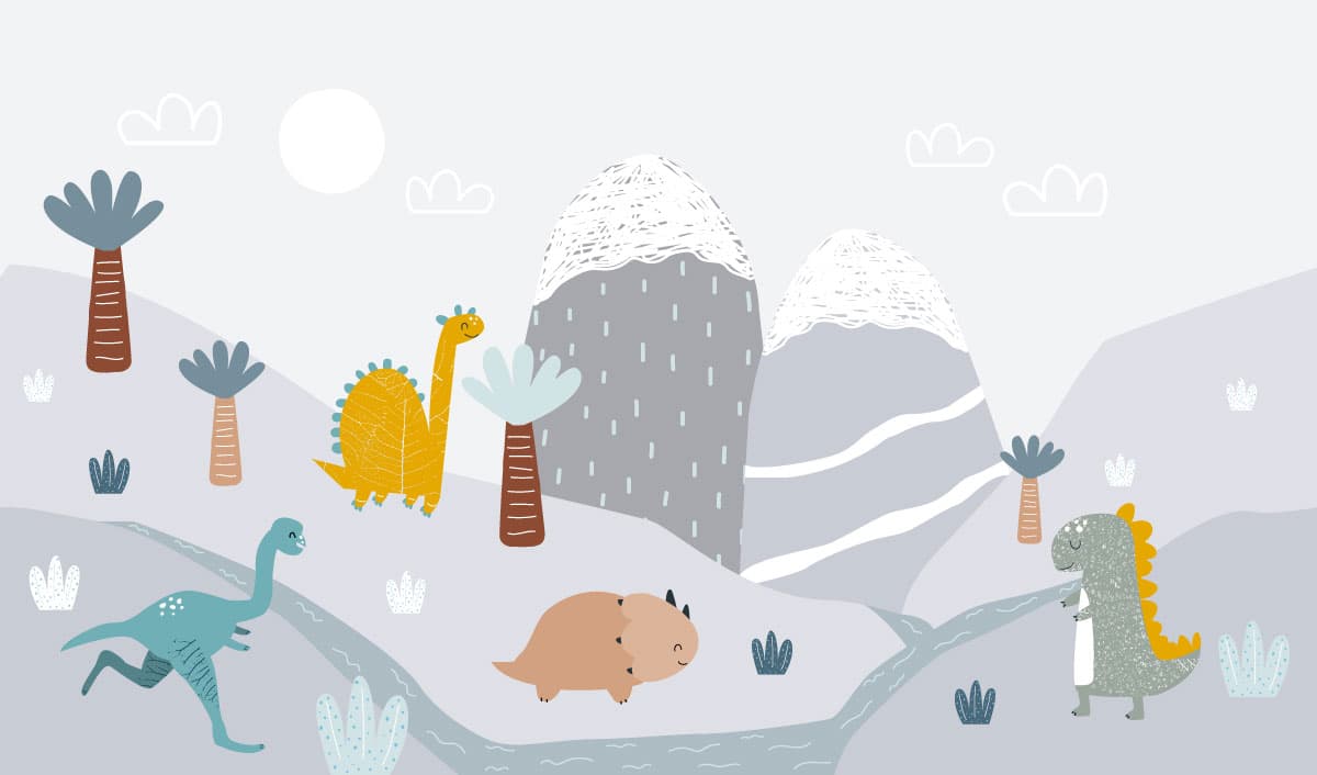 Dinosaur Kids Room Wallpaper pattern detail