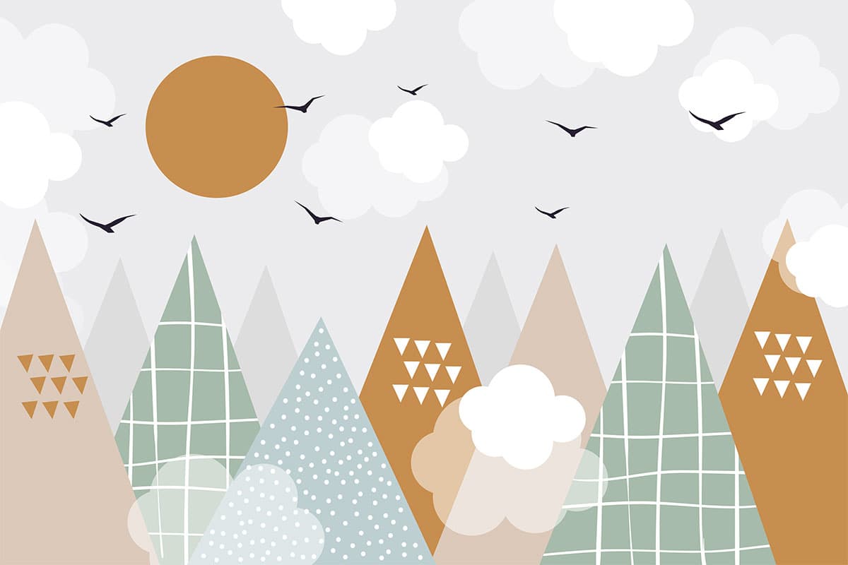 Elegant Trees and Birds Nature Design Wallpaper pattern detail