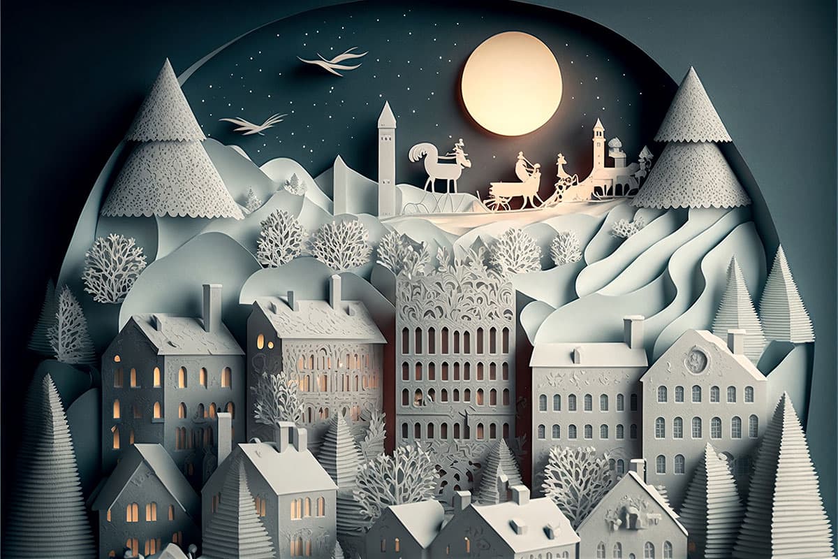 Paper Cut City Skyline Artistic Modern Wallpaper pattern detail