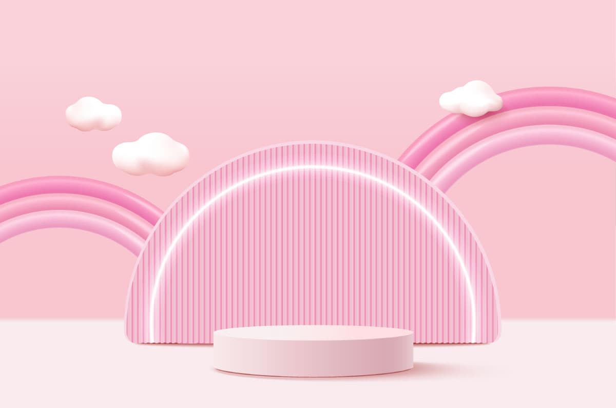 Elegant pink and white dream scene wall art wallpaper pattern detail