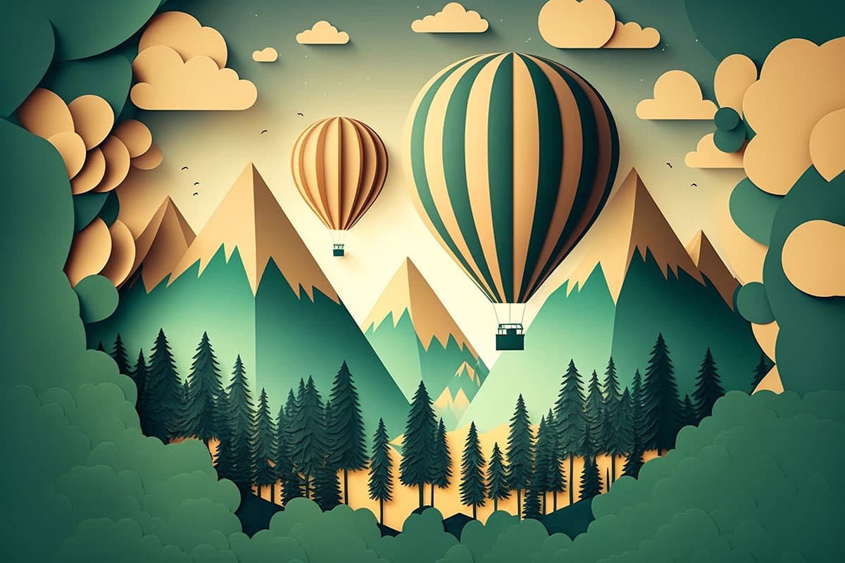 3D Hot Air Balloon Kids Room Wallpaper pattern detail