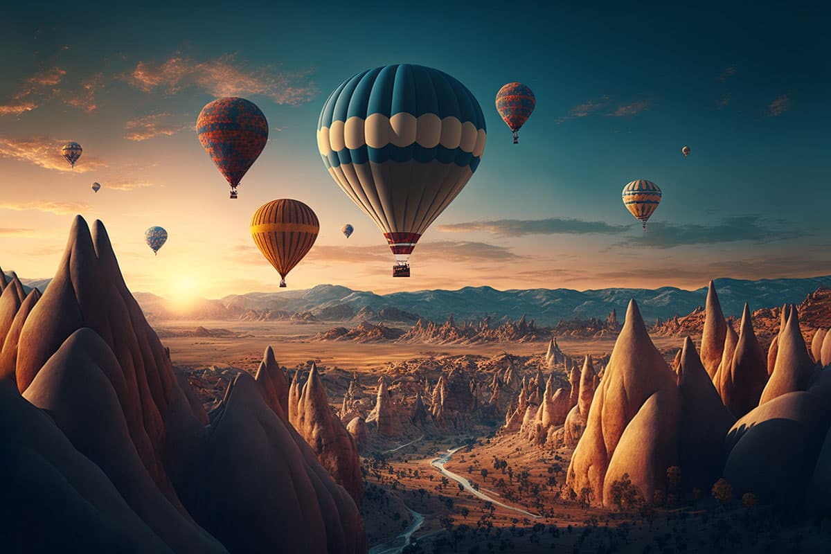 Floating Hot Air Balloons Sky Wallpaper pattern detail