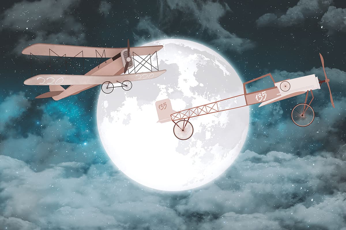 Paper Planes Flying in Sky Kids Room Creative Wallpaper pattern detail