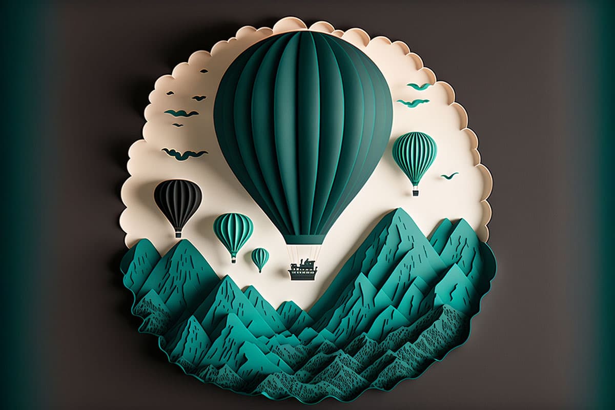 Layered Paper Style Hot Air Balloon Wallpaper pattern detail