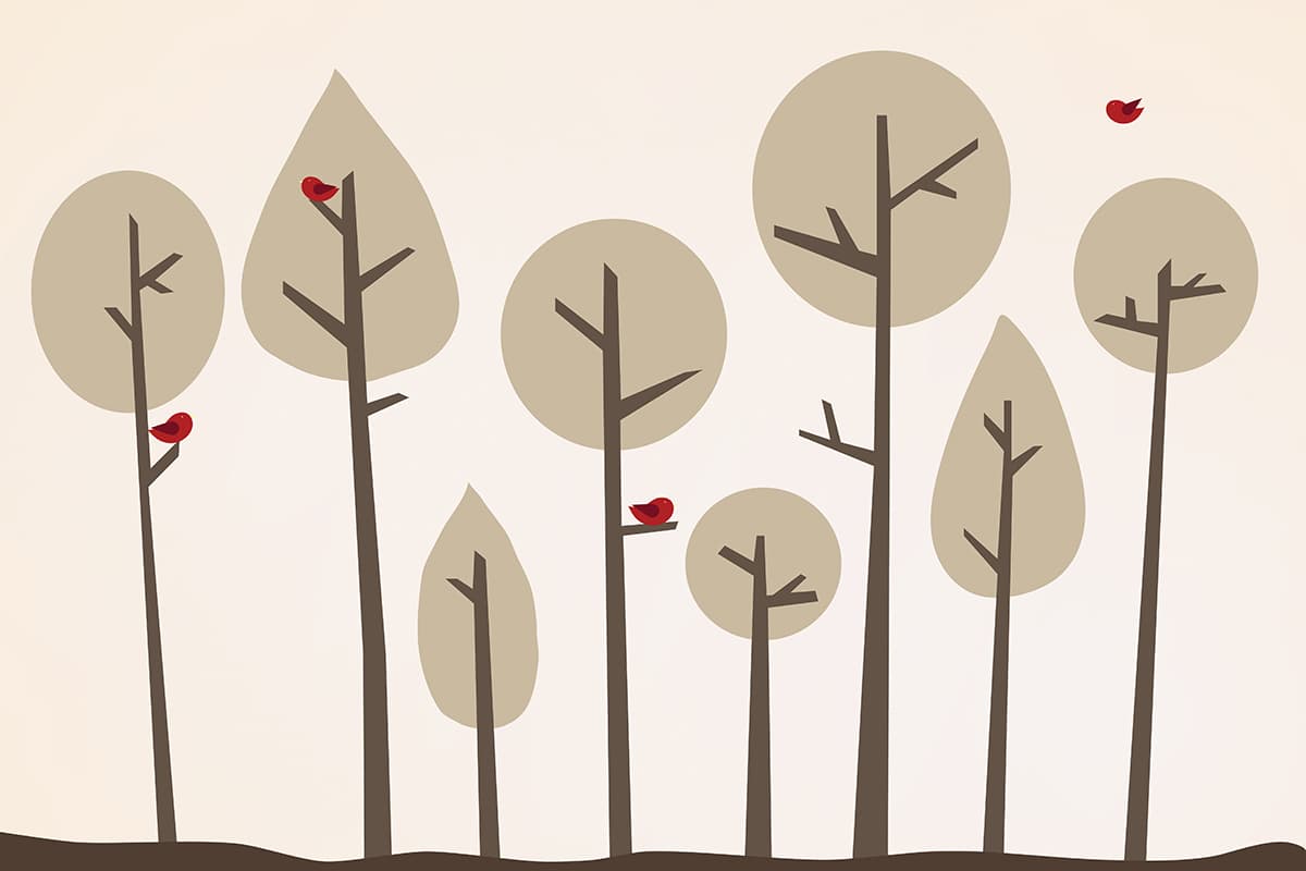 Birds Sitting on Trees Nature Wallpaper pattern detail