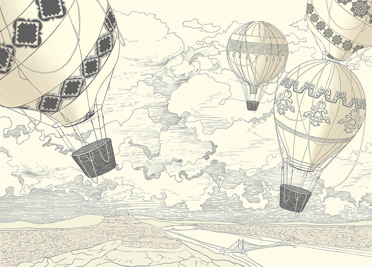Kids Room Hot Air Balloon Mural Wallpaper pattern detail