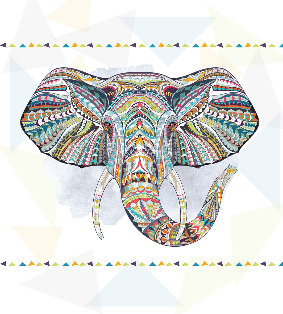 Traditional Elephant Pattern Colorful Design Wallpaper pattern detail