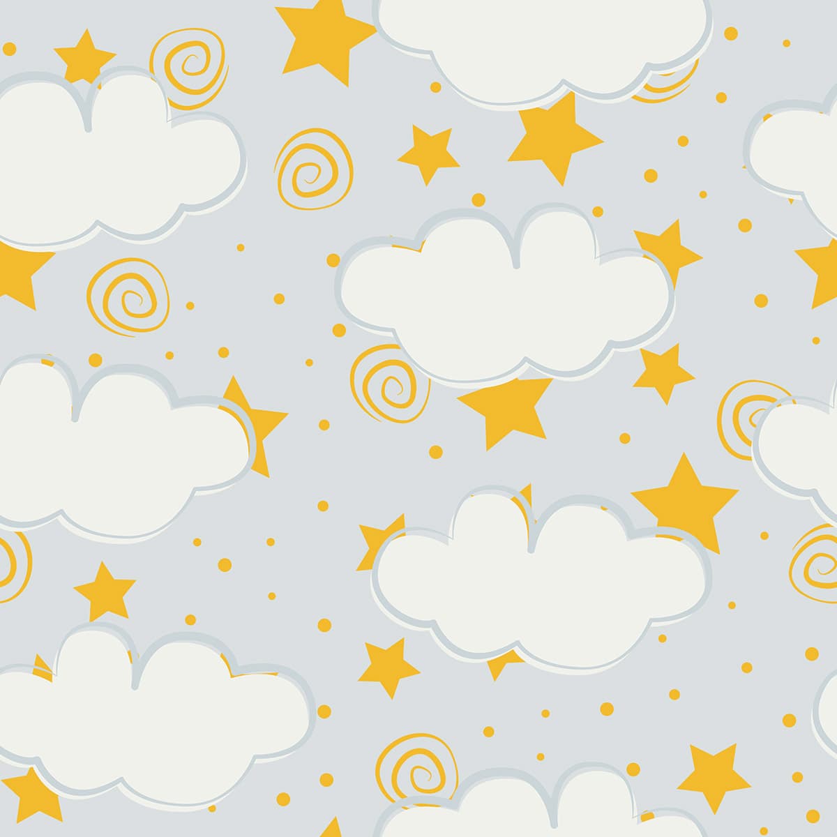 Clouds and Stars Pattern Dreamy Sky Wall Mural Wallpaper pattern detail
