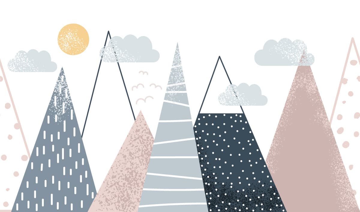 Mountain Landscape with Trees and Clouds Wallpaper pattern detail
