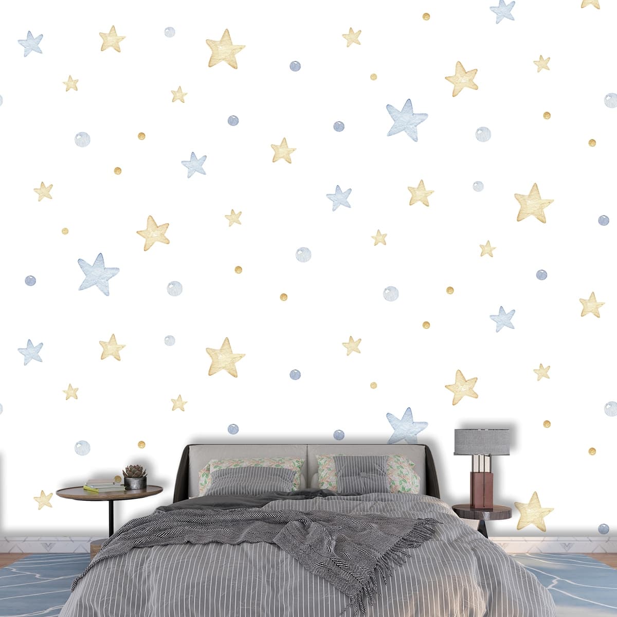Pattern of Stars Wallpaper Mural shown in a room