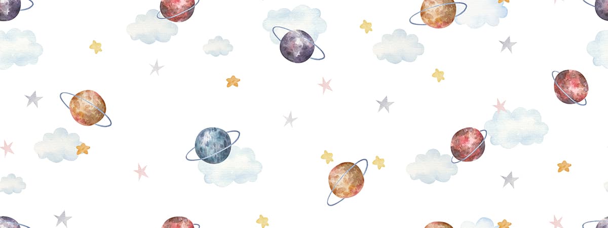 Planets and Stars Pattern Astronomy Wallpaper pattern detail