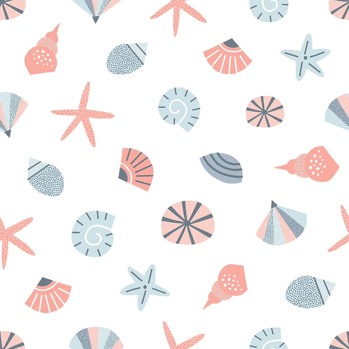 Seamless Seashell Pattern Coastal Style Wallpaper pattern detail