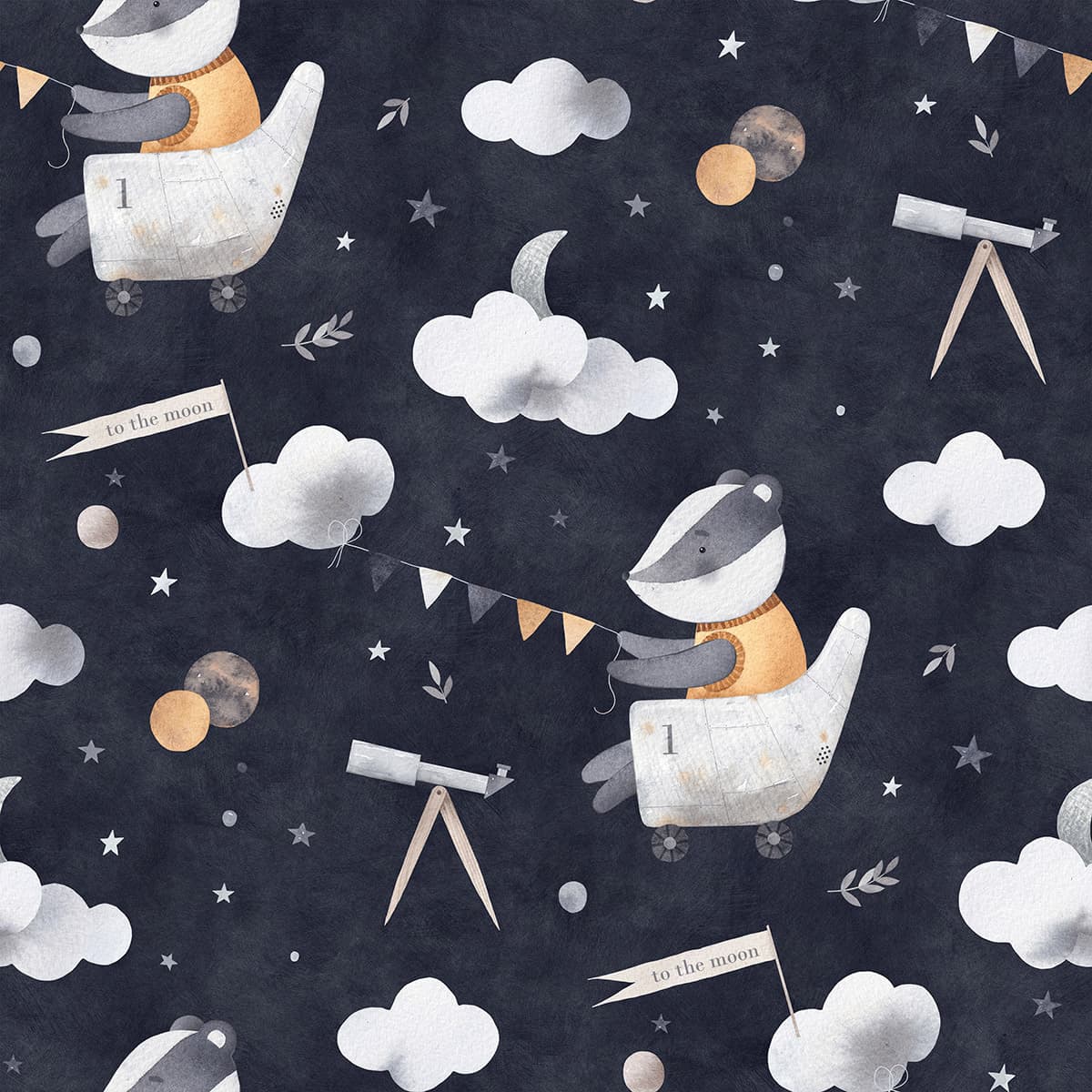 Pattern of a Raccoon Wallpaper with Cute Animal Design pattern detail