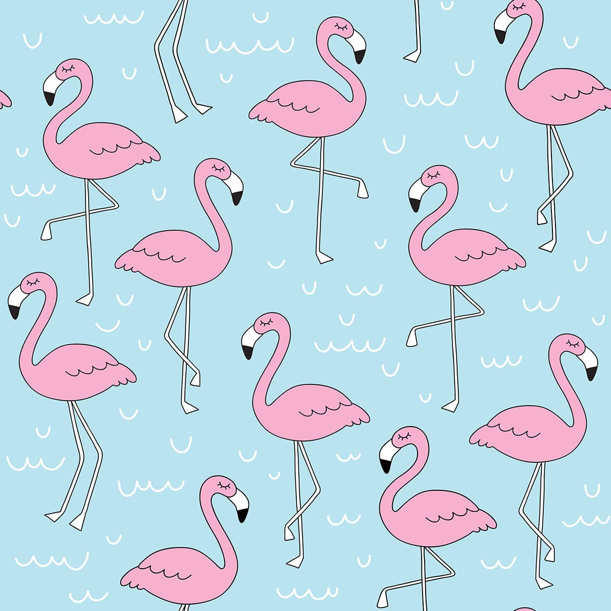 Pink Flamingos Pattern Exotic Wallpaper pattern detail