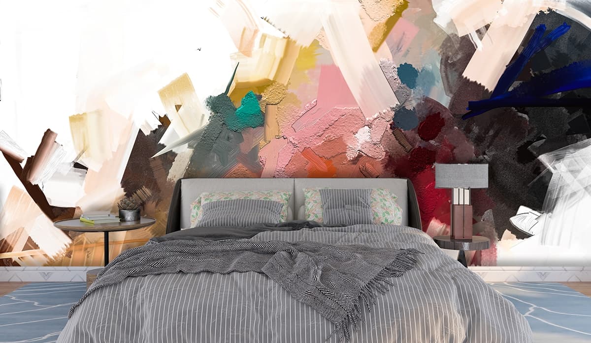 Abstract Painting Art Style Wallpaper shown in a room