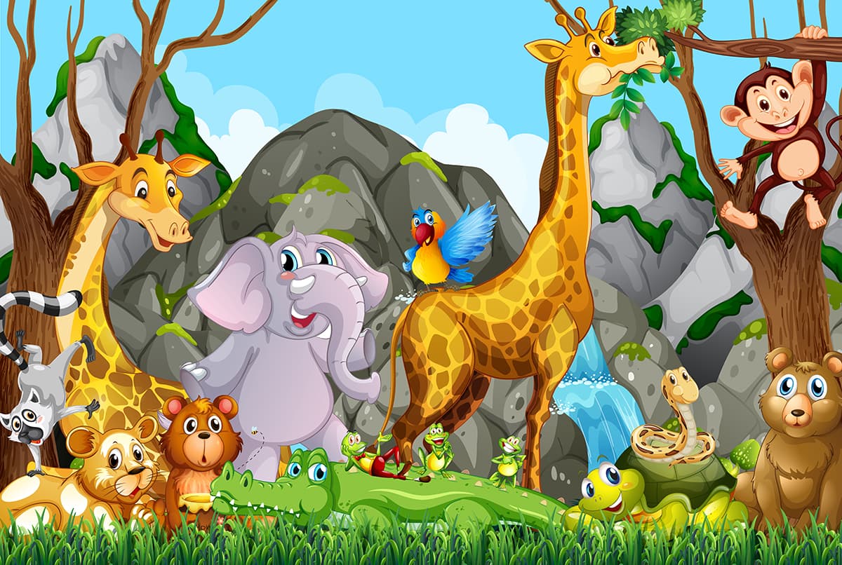 Kids Room Animal Wallpaper pattern detail