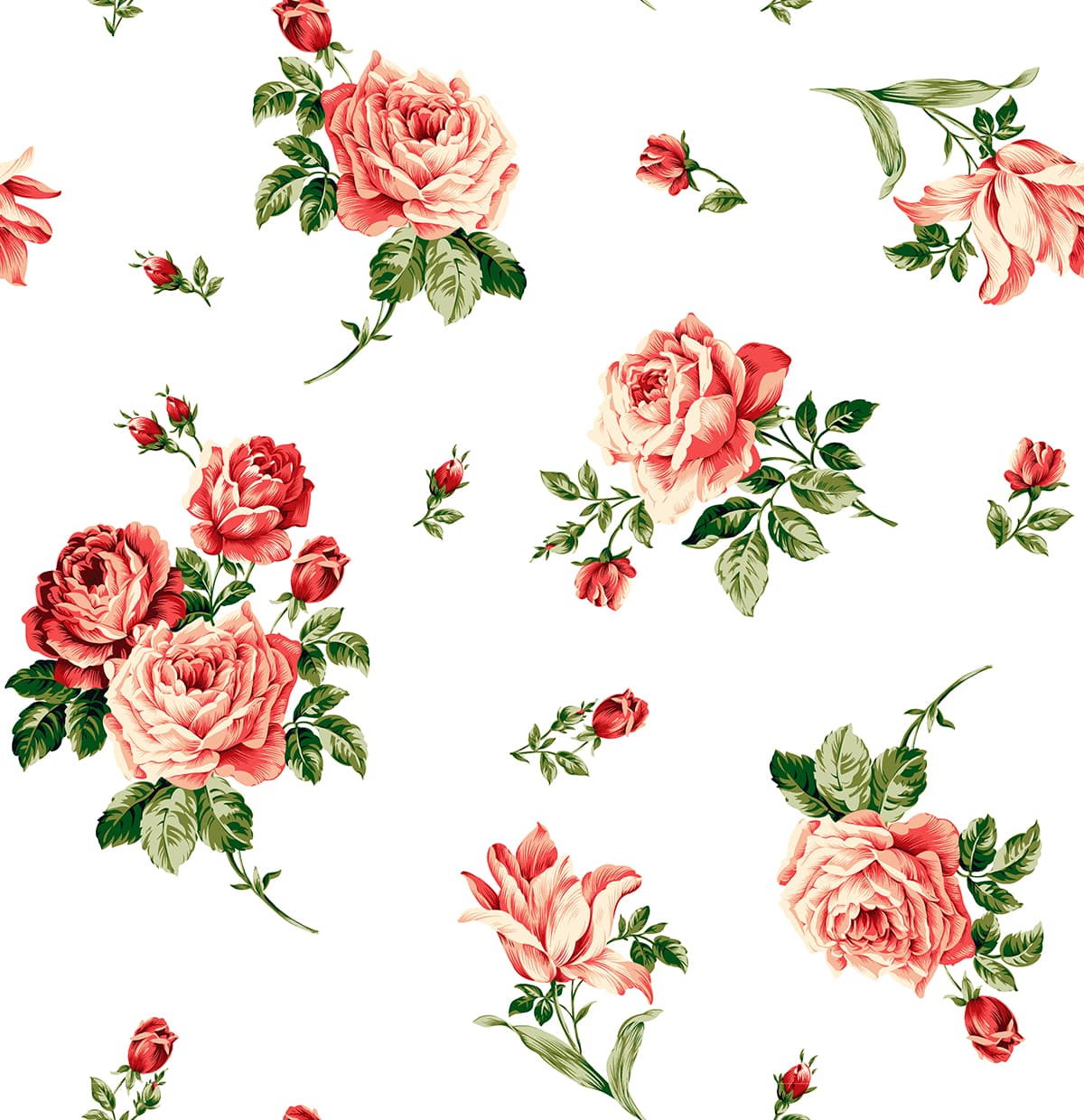 A Romantic Rose Motifs Wallpaper Mural pattern detail