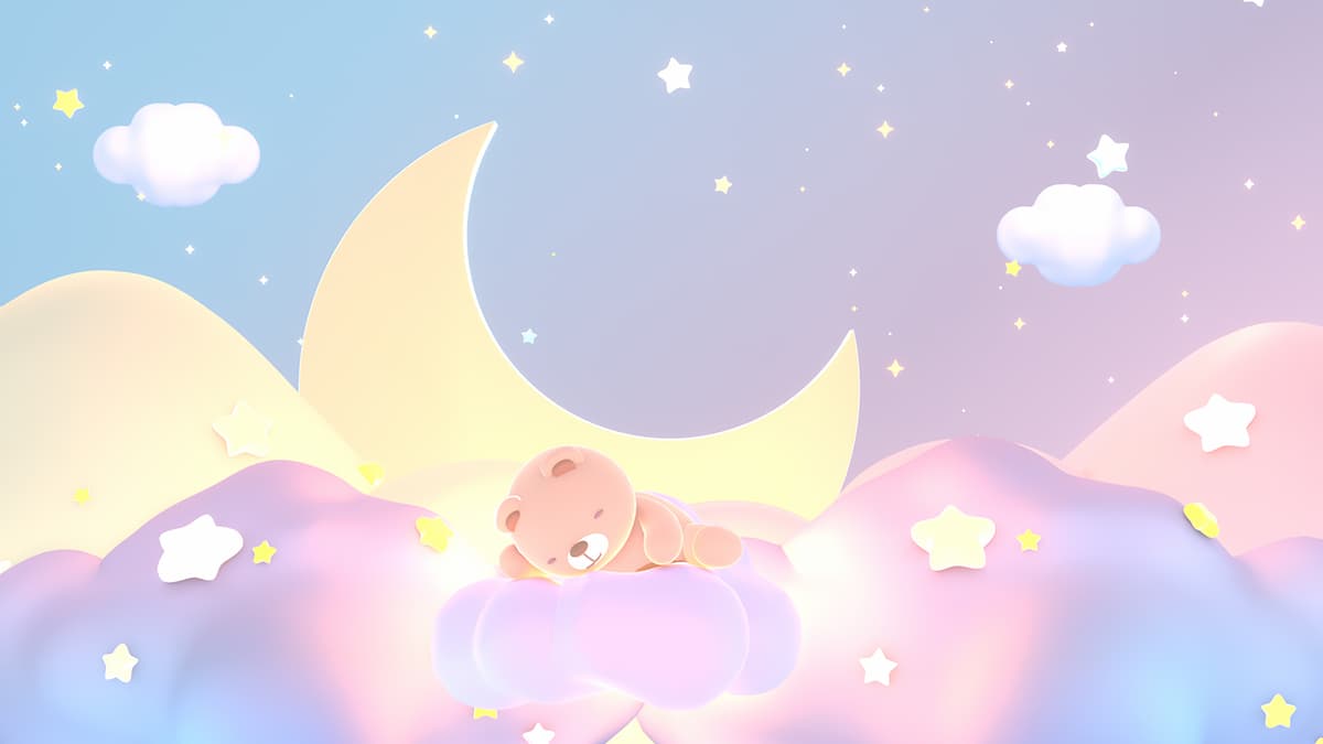 Cute Sleeping Teddy Wallpaper for Kids Room pattern detail