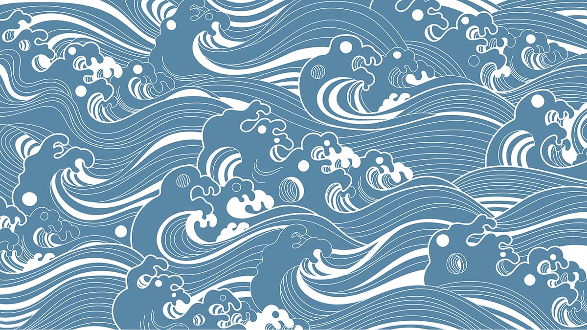 A pattern of waves and bubbles pattern detail