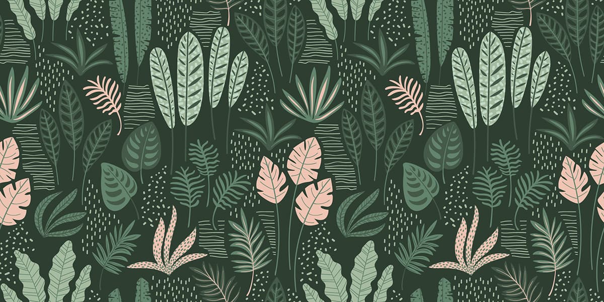 Botanical Leaves and Plants Pattern Wallpaper pattern detail