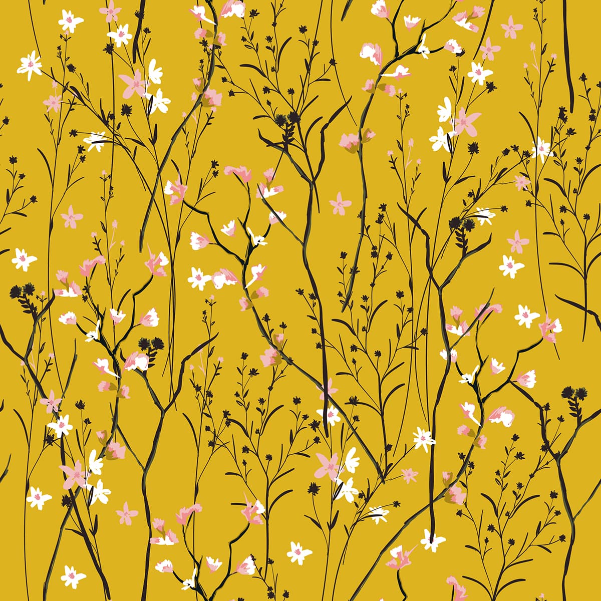 Chinoiserie Style Botanical Wallpaper pattern detail