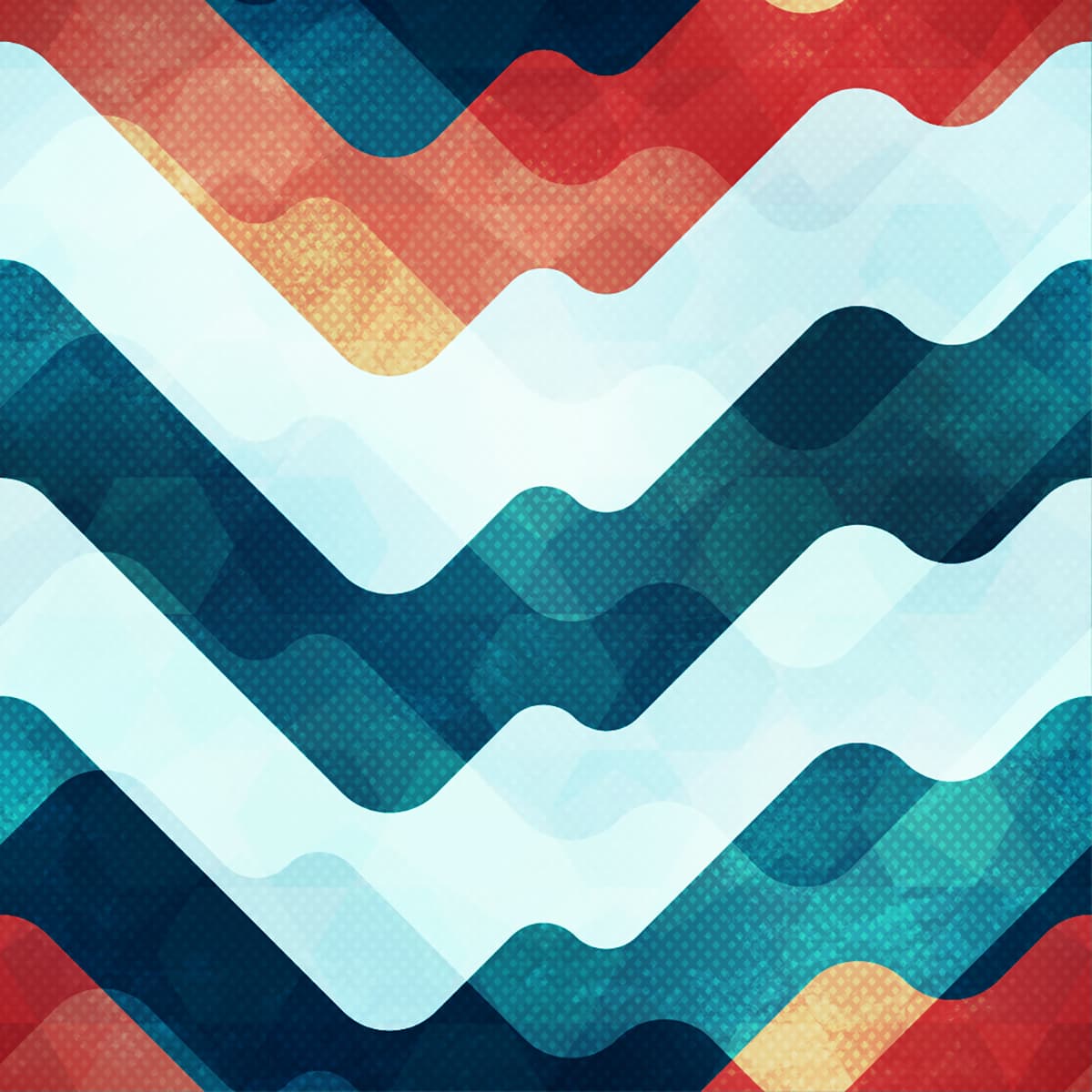 A colorful pattern with white and blue lines pattern detail