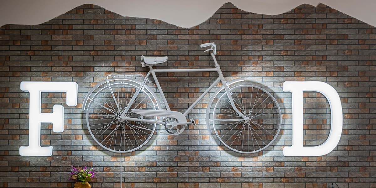 Vintage White Bicycle Brick Wall Urban Style Wallpaper pattern detail