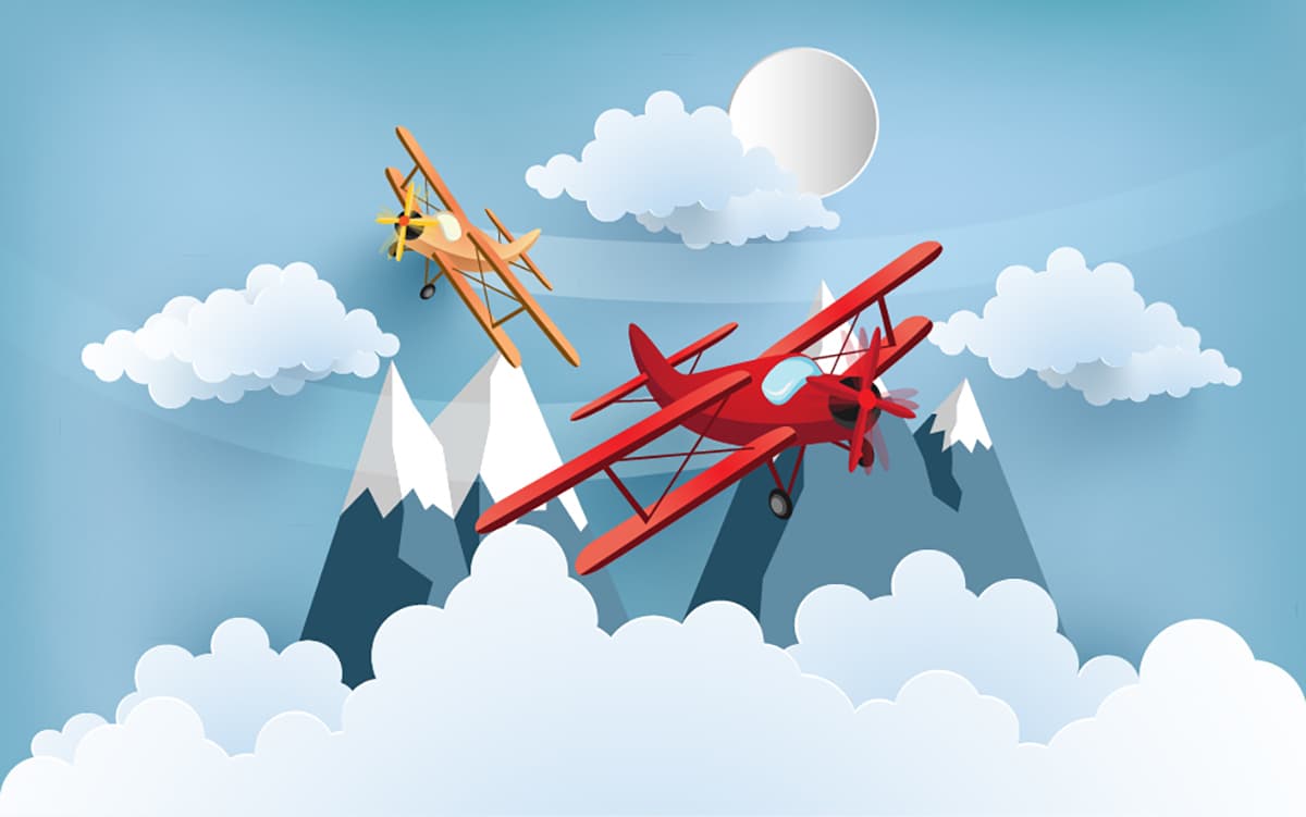 Airplane Kids Room Wallpaper for Walls pattern detail