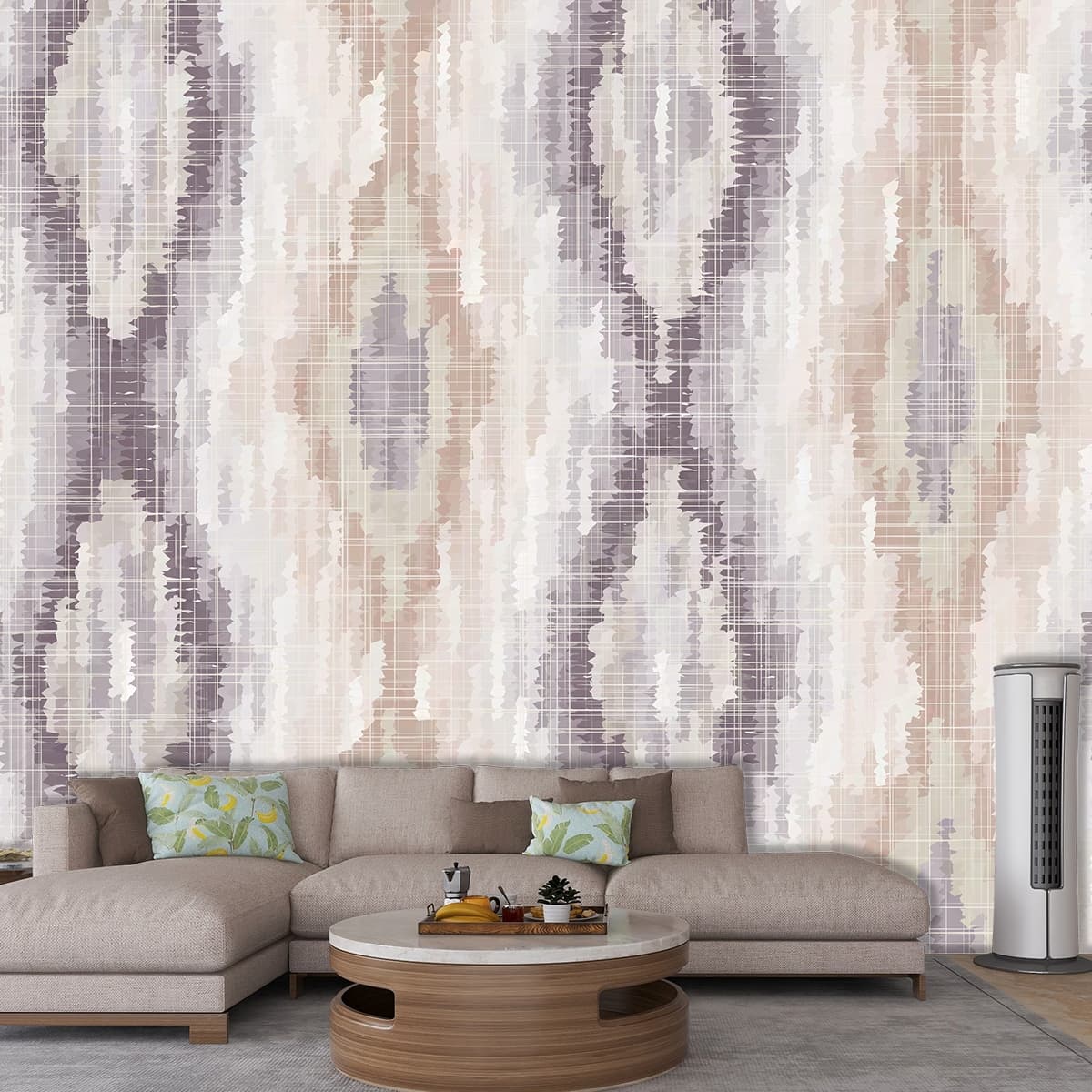 Decorative Fabric Pattern Design wallpaper shown in a room